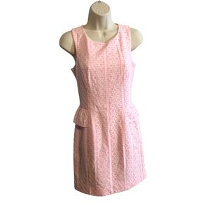 Lilly Pulitzer XS Abbey Lace Peplum Sheath Dress Pop Pink Draper‎ Lace
